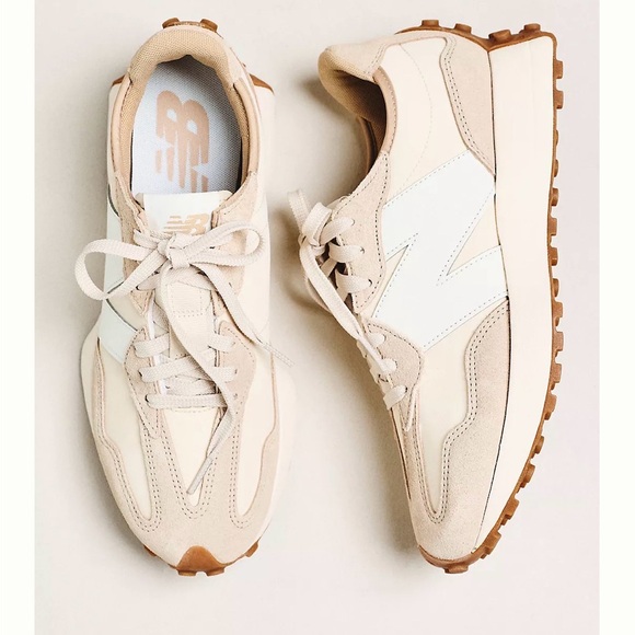 New Balance Beige and White Women's Sneakers - Picture 2 of 8